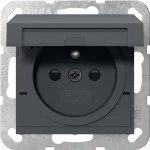 Gira 448828 Steckdose 16 A 250 V~ mit Erdungsstift, Klappdeckel und erhöhtem Berührungsschutz (Safety Plus) in Anthrazit 