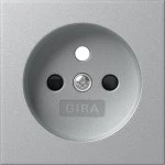Gira 494526 Abdeckung für Steckdose mit Erdungsstift, 16 A 250 V~, erhöhtem Berührungsschutz (Safety Plus), Farbe Alu 