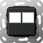 Gira 562910 Abdeckung für 2-fach LexCom-Buchse in Schwarz matt. Für Kanalinstallation 