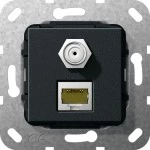 GIRA 569710 MJ RJ45 Cat.6A 10 Gbit SAT-F-Buchse Kpl. Einsatz Schwarz m 