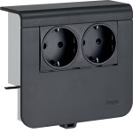 Hager SL200559009011 Geräteträger Steckdose 2-fach vorverdrahtet Steckklemmen zu SL 20x55mm graphitschwarz 