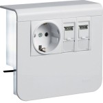 Hager SL200559209010 Geräteträger Steckdose+Datenanschluss 2xCat. 6A zu SL 20x55mm reinweiß 