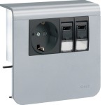 Hager SL20055920D1 Geräteträger Steckdose+Datenanschluss 2xCat. 6A zu SL 20x55mm Dekor Aluminium 