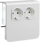 Hager SL200809009010 Geräteträger Steckdose 2-fach vorverdrahtet Steckklemmen zu SL 20x80mm reinweiß 