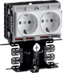 Hager SL200809409010 Geräteträger-Technikteil Steckdose 2-fach vorverdrahtet zu SL 20x80mm reinweiß 
