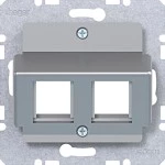 Hager WAF2164TA Zentralplatte 2f. f. AMP Jacks, 30° Schrägausl., A.x/C.x, titan metallisch lack 