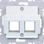 Hager WAF2165WG Zentralpl. 2f. f. Krone Jacks, 30° Schrägausl., Ax/Cx/Sx/Bx/Qx/Kx, lichtweiß gl 