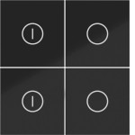 Hager WAK7144BG Abdeckung für Tastsensor KNX Secure, 4fach, EIN/AUS, A.x/C.x, n.schwarz glänzend 