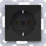Hager WAS1100BG Steckdose SCHUKO, Steckklemmen, A.x/C.x, nachtschwarz glänzend 