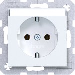 Hager WAS1101WM Steckdose SCHUKO, Beschriftungsfeld, Steckklemmen, A.x/C.x, lichtweiß matt 