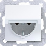 Hager WAS1110WG Steckdose SCHUKO mit Klappdeckel, schwerkraftf., Steckkl., A.x/C.x, liweiß gl 