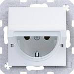 Hager WAS1112WM Steckdose SCHUKO mit Klappdeckel, Feder, arret., IP44 fähig, St.kl, A./C., lw mt 