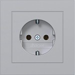 Hager WAS1120TA Steckdose SCHUKO mit Abdeckplatte, Steckklemmen, A.1, titan metallisch, lackiert 