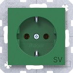 Hager WAS1131GR Steckdose SCHUKO mit Aufdruck SV, Steckklemmen, A.x/C.x, grün glänzend 