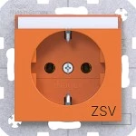 Hager WAS1139AP Steckdose SCHUKO m. Aufdr.ZSV, Beschriftungsfeld, Steckkl., A.x/C.x, orange gl 