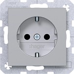 Hager WAS1200TA Steckdose SCHUKO, erhöhter Berührungsschutz, Steckklemmen, A.x/C.x, titan mt la 