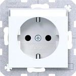Hager WAS1201WG Steckd. SCHUKO, Beschr.feld, erh. Berührungsschutz, Steckkl.,Ax/Cx, lichtweiß gl 