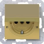 Hager WAS1212C08 Steckd. SCHUKO m. Kl.d., Feder, arret., EHBS, IP44 fähig, St.kl,Ax/Cx, gold, met 