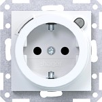 Hager WAS1261WG Steckdose SCHUKO mit FI erh. Ber.schutz, Steckklemme A.x/C.x, lichtweiß glänz. 