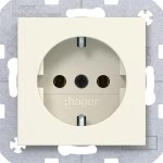 Hager WAS1300C11 Steckdose SCHUKO, Schraub-Liftklemmen, A.x/C.x, shell, matt 