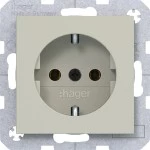 Hager WAS1300C15 Steckdose SCHUKO, Schraub-Liftklemmen, A.x/C.x, pebble, matt 