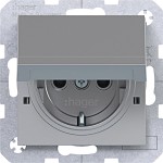 Hager WAS1312TA Steckdose SCHUKO mit Kl.d., Feder, arret., IP44 fähig, SLKL, A/C, titan mt la 