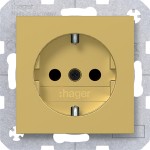 Hager WAS1400C08 Steckdose SCHUKO, erh. BS, Schraub-Liftkl., A.x/C.x, gold, metallisch 