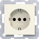 Hager WAS1400C11 Steckdose SCHUKO, erhöhter Berühr.schutz, Schraub-Liftkl., A.x/C.x, shell, matt 
