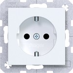 Hager WAS1400WM Steckdose SCHUKO, erhöhter Berührungsschutz, Schraub-Liftkl., A.x/C.x, liweiß mt 