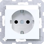 Hager WAS1401WG Steckd. SCHUKO, Beschr.feld, erh. Berühr.schutz, Schr.-Liftkl., A.x/C.x, lwß gl 
