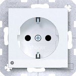 Hager WAS1462WM Steckd. SCHUKO m. LED-Orient.licht, erh. Ber.schutz, Schr.-Liftkl.,Ax/Cx, lwß mt 