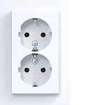 Hager WAS2175WG Doppelsteckdose SCHUKO mit Abdeckplatte, hoch, Steckklemmen, A.1, lichtweiß gl 