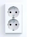 Hager WAS2277WG Doppelsteckd. SCHUKO m. Abdeckpl., ho., erh. Ber.schutz, St.-kl., A.8, liweiß gl 
