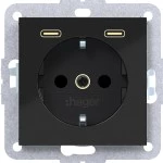 Hager WAS4055BG Steckdose SCHUKO mit USB Typ C 2fach PD, 20W, A.x/C.x, nachtschwarz glänzend 