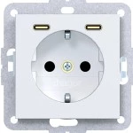 Hager WAS4055WM Steckdose SCHUKO mit USB Typ C 2fach PD, 20W, A.x/C.x, lichtweiß matt 