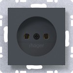 Hager WAS5100AT Steckdose ohne Schutzkontakt, Schraubklemmen, A.x/C.x, anthrazit matt, lackiert 
