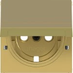 Hager WAS7112C08 ZS Steckd. SCHUKO m. Klappd., Feder, arret., IP44 fähig, A/C, gold, metallisch 