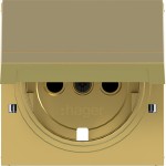 Hager WAS7212C08 ZS Steckd. SCHUKO m. Klappd., Feder, arret., EHBS, IP44 fähig, Ax/Cx, gold, met 