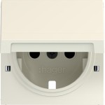 Hager WAS7212C11 ZS Steckd. SCHUKO m. Klappd., Feder, arret., EHBS, IP44 fähig, A/C, shell, matt 