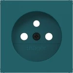 Hager WAS7500C09 Zentralstück für Steckdose mit Schutzkontaktstift, A.x/C.x, azure, matt 