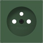 Hager WAS7500C10 Zentralstück für Steckdose mit Schutzkontaktstift, A.x/C.x, forest, matt 
