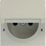 Hager WAS7612C15 ZS Klappd., Feder, arret. Steckd. Schutzk.st., EHBS, IP44 fähig, A/C, pebble, ma 
