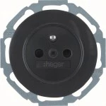 Hager WLS1600BG Steckdose mit Schutzkontaktstift u. erh.BS Serie R.Classic schwarz, glänzend 