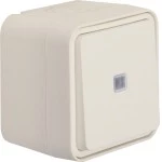 Hager WNC021B Wechsler-Taster beleuchtet, Aufputzmontage, passend für W.1 IP55, Farbe polarweiß 