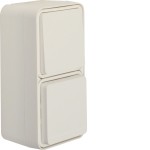 Hager WNC080B Kombination Wechselschalter/Steckdose SCHUKO mit Klappdeckel AP W.1 polarweiß