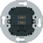 Hager WTS4155BM USB Ladesteckdose Unterputz, C+C PD 20W, runder Tragring, anthrazit matt 