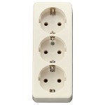 JUNG 10S23LA SCHUKO®-Dreifach-Steckdose, ohne Zugentlastung, ohne Krallen, Duroplast, weiß 