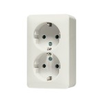 JUNG 6020A SCHUKO®-Zweifach-Steckdose, 16 A 250 V ~, 47 mm, AP 600, weiß 