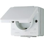 JUNG 620WX SCHUKO®-Steckdose, 16 A 250 V ~, mit Hohlboden zur Durchverdrahtung, senkrecht, IP 44, WG 600 