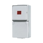 JUNG 676KOW SCHUKO®-Steckdose 16 A 250 V ~ mit Wipp-Kontrollschalter Universal Aus-Wechsel 10 AX 250 V ~ mit Funktionsanzeige, senkrecht, IP 44, WG 600 